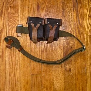 Vintage Leather Adjustable Men's Utility Ammunition Ammo Pouch Belt Bag Outdoor